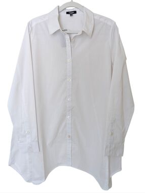 Premise White Button Down Shirt Long Sleeve Cotton Blend Size L